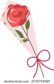 Illustration of Wrapped Rose Bouquet