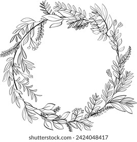 Illustration of a wreath of flowers