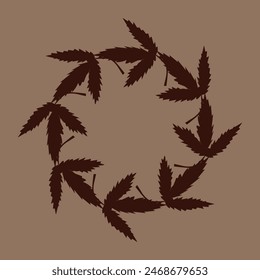 illustration with wreath of hemp. Vector design for paper, fabric and other surface.