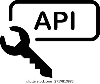 Una ilustración de una llave inglesa y un símbolo de clave API.