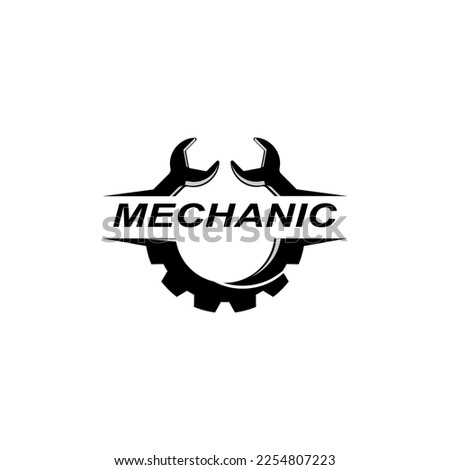 Illustration of wrench and hear icon suitable for mechanical logo template