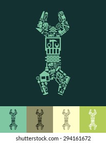 illustration of the wrench with icons composition