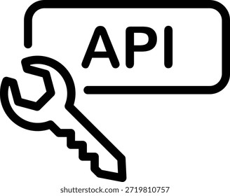 Una ilustración de una llave inglesa y clave con texto API