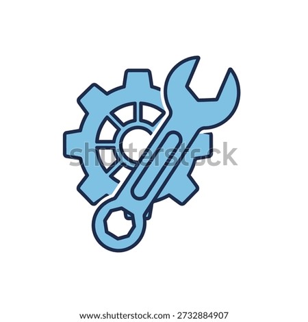 Illustration of wrench and spanner on gear