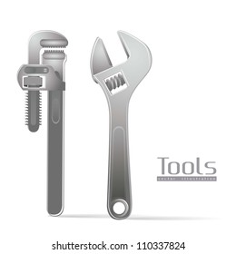 Illustration of  wrenches isolated on white background, tools, vector illustration
