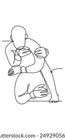 The Illustration of Wrestler Fight mit Single Line Style. Die von Hand mit einer einzigen Linie gezeichnet wird. Diese Liniengrafik kann für Werbung, Logo, Symbol usw. verwendet werden.