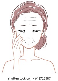 Illustration of a wrinkle-minded woman