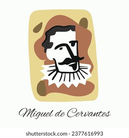 Illustration of the writer Miguel de Cervantes, author of Don Quixote.