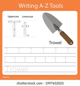 Illustration of writing a-z tools T
