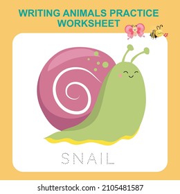 Illustration of writing insect practice worksheet. Educational printable worksheet. Exercises lettering game for kids. Vector illustration.