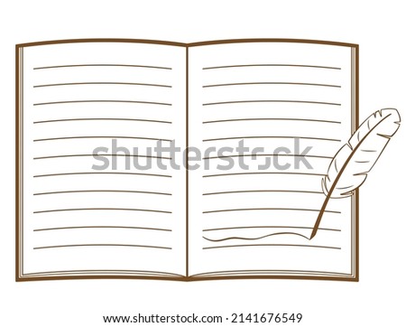 It is an illustration of writing a message on a notebook with a quill pen.