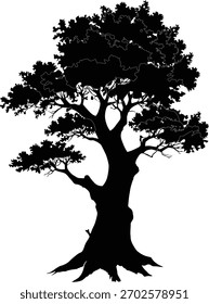 Ilustración con árbol Grande aislado sobre fondo blanco