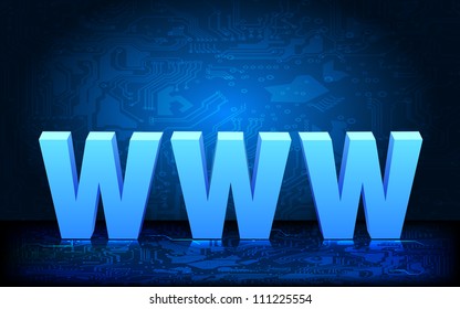 illustration of WWW word on circuit board background