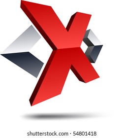 Illustration of "X" 3d design element.