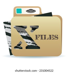 Illustration Of X Files Folder Icon With Inexplicable And Mysterious Material Inside