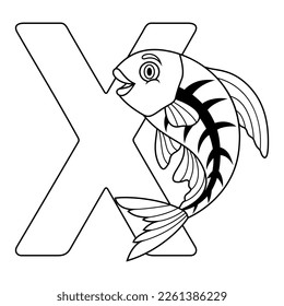 Illustration of X letter for X-Ray Fish