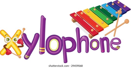 illustration of x for xylophon