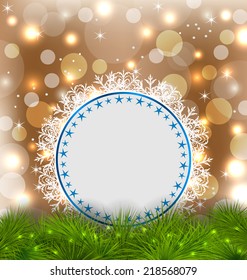 Illustration Xmas elegant card on glowing background - vector