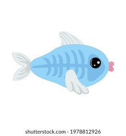 Illustration with x-ray fish. Isolated on white background. For books, children's books, books about animals, stickers, magazines, design, factories, business