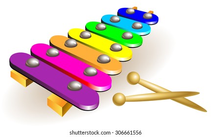 Illustration of xylophone, vector cartoon image.