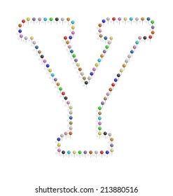 illustration of y letter created with pushpin 
