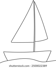 An illustration of a yacht with distinctive hand drawn lines