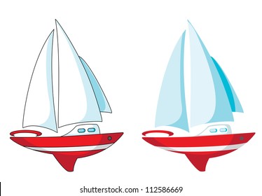 illustration of a yacht set