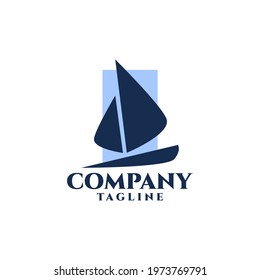 The illustration of a yacht is suitable for logos related to the marine industry.