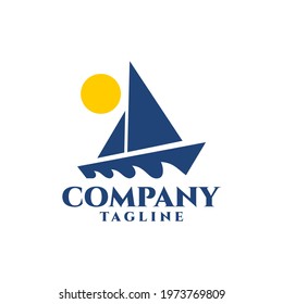 The illustration of a yacht is suitable for logos related to the marine industry.