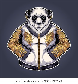  illustration of yakuza panda mascot