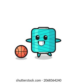 Illustration of yarn spool cartoon is playing basketball , cute style design for t shirt, sticker, logo element