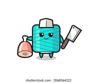 Illustration of yarn spool character as a butcher , cute style design for t shirt, sticker, logo element