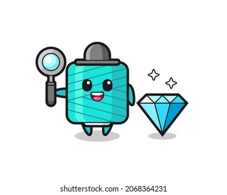 Ilustración del personaje de hilados con un diamante , diseño de estilo lindo para camiseta, pegatina, elemento logotipo