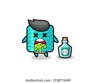 illustration of an yarn spool character vomiting due to poisoning , cute style design for t shirt, sticker, logo element