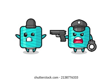 Illustration von Gargarspolräuber mit von der Polizei gefangenen Handhosen , niedliches Design für T-Shirt, Aufkleber, Logo-Element