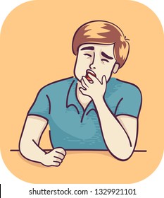 Illustration of a Yawning Man Feeling Sleepy