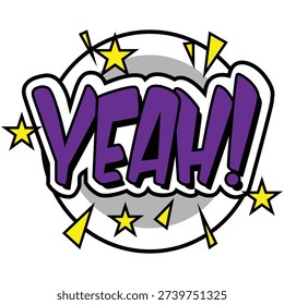 The Illustration of Yeah Speech Purple Comic Pop Art
