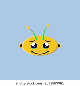 Illustration of a yellow alien emoticon being moved, suitable for children's picture book designs and complementing graphic design work