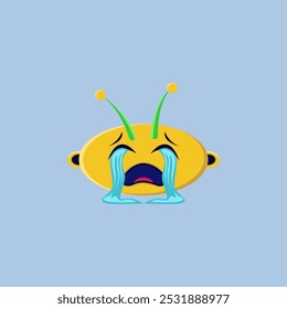 Illustration of a yellow alien emoticon crying, suitable for children's picture book designs and complementing graphic design work