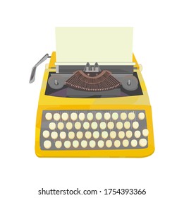 Illustration of yellow antique typewriter. 