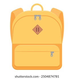 Ilustración de una mochila amarilla diseñada para la escuela y los viajes, mostrando su versatilidad