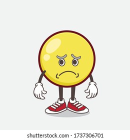 An illustration of Yellow Ball cartoon mascot character having an afraid face