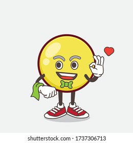 An illustration of Yellow Ball cartoon mascot character working as a Waiter