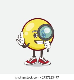 An illustration of Yellow Ball Emoticon cartoon mascot character as Detective design
