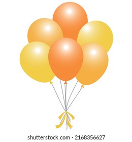 Illustration of yellow balloons.  Vector illustration on white background.