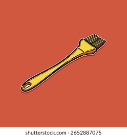 Ilustração de um Pincel de Jateamento Amarelo em um Fundo Laranja Vibrante
