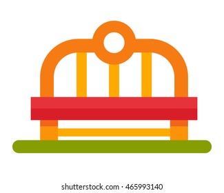 Illustration of a yellow bench in flat style. Bench isolated on white background.