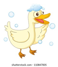 illustration of a yellow bird in the foam