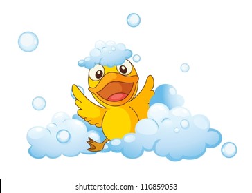 illustration of a yellow bird in the foam