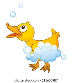 illustration of a yellow bird and foam
